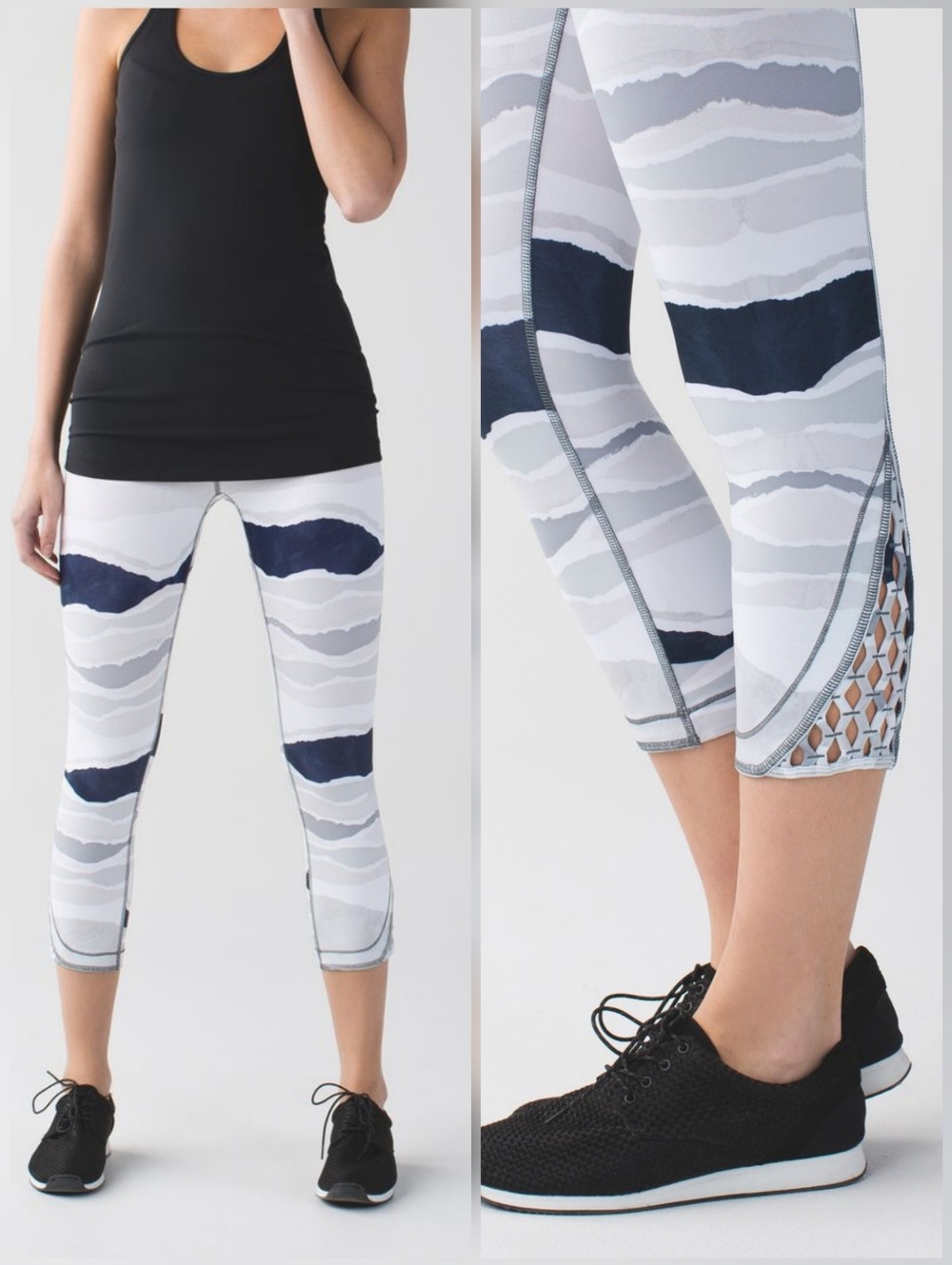 Lululemon True Self Crop Bleacher Stripe White Black